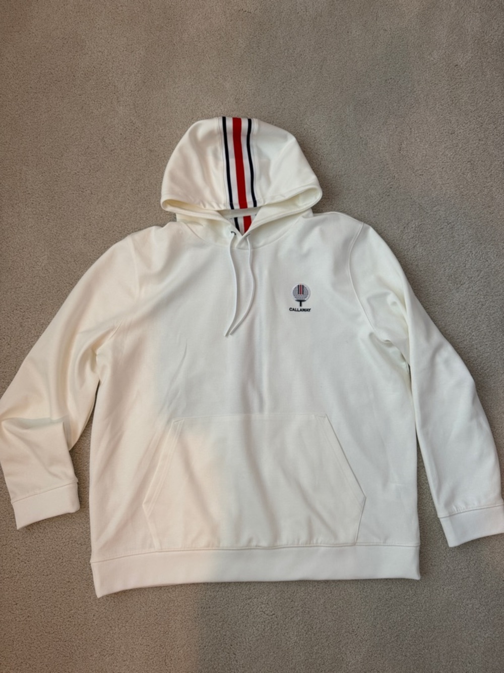 Callaway White Hoodie with Red and Navy Hood Stripe